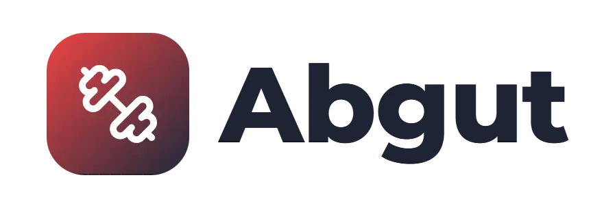 Abgut logo concept: a dumbbell icon beside the Abgut wordmark
