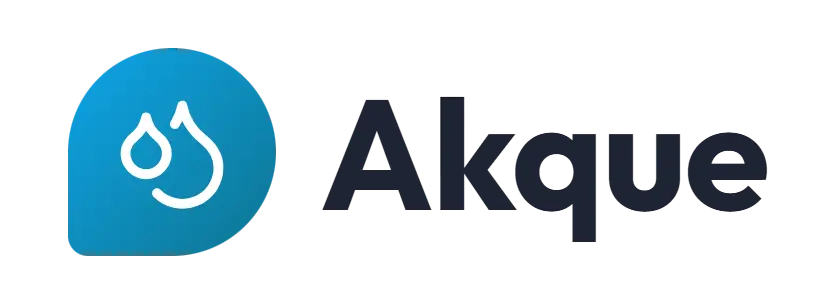 Akque logo concept: a water-droplets icon beside the Akque wordmark