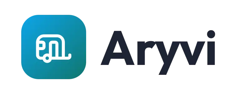 Aryvi logo concept: a caravan icon beside the Aryvi wordmark