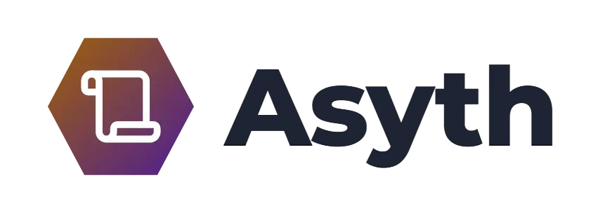 Asyth logo concept: a scroll icon beside the Asyth wordmark