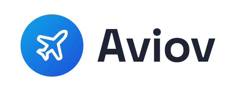 Aviov logo concept: a plane icon beside the Aviov wordmark