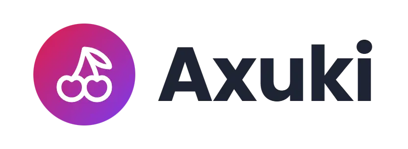 Axuki logo concept: a cherry icon beside the Axuki wordmark