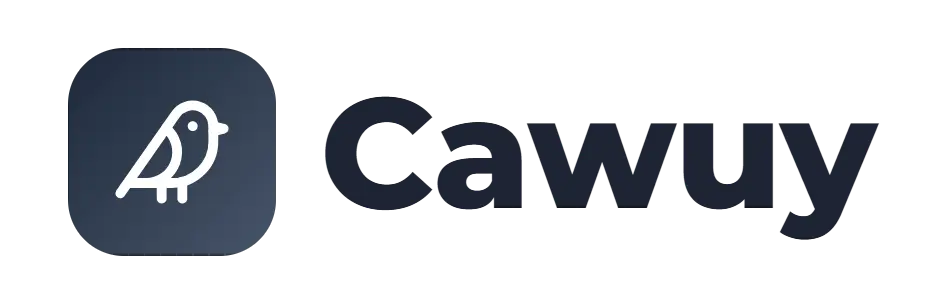 Cawuy logo concept: a bird icon beside the Cawuy wordmark