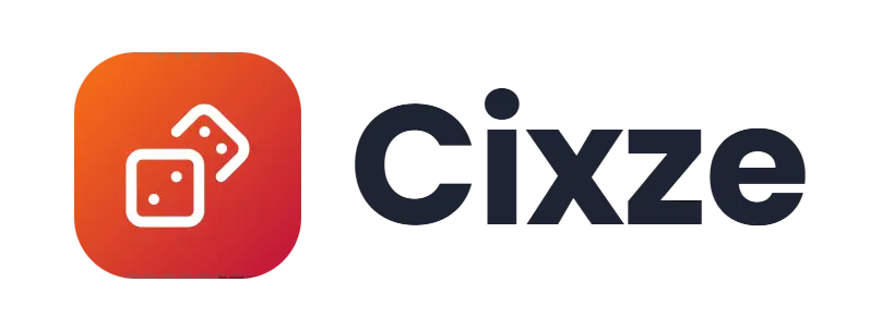Cixze logo concept: a dice icon beside the Cixze wordmark