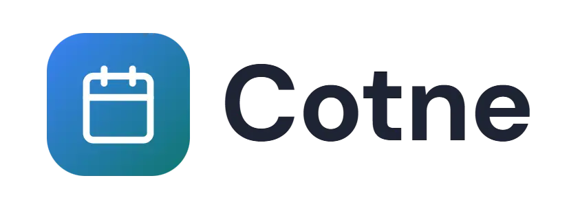 Cotne logo concept: a calendar icon beside the Cotne wordmark
