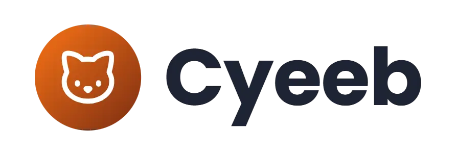 Cyeeb logo concept: a cat icon beside the Cyeeb wordmark