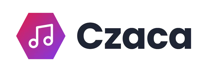 Czaca logo concept: a music-note icon beside the Czaca wordmark