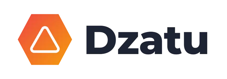 Dzatu logo concept: a triangle icon beside the Dzatu wordmark