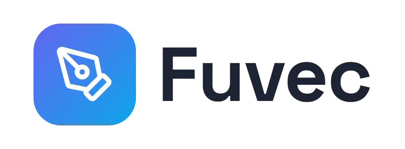 Fuvec logo concept: a pen-tool icon beside the Fuvec wordmark