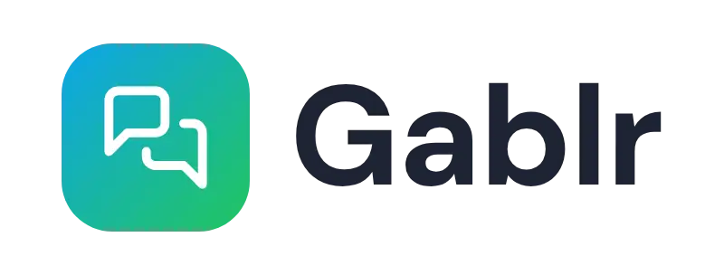 Gablr logo concept: a chat-bubbles icon beside the Gablr wordmark