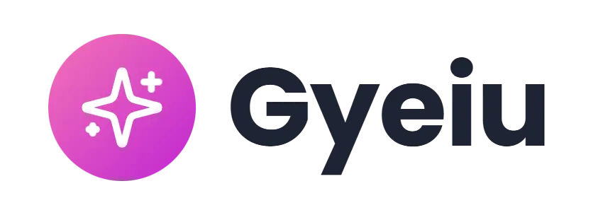 Gyeiu logo concept: a sparkle icon beside the Gyeiu wordmark
