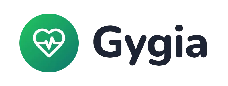 Gygia logo concept: a heartbeat icon beside the Gygia wordmark