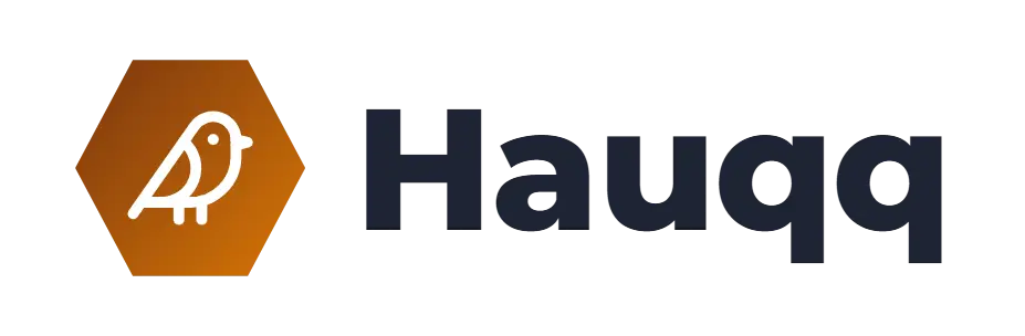 Hauqq logo concept: a bird icon beside the Hauqq wordmark