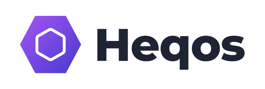 Heqos logo concept: a hexagon icon beside the Heqos wordmark