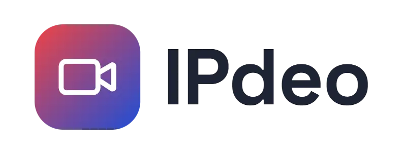 IPdeo logo concept: a video icon beside the IPdeo wordmark