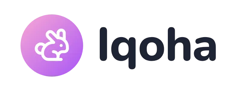 Iqoha logo concept: a rabbit icon beside the Iqoha wordmark