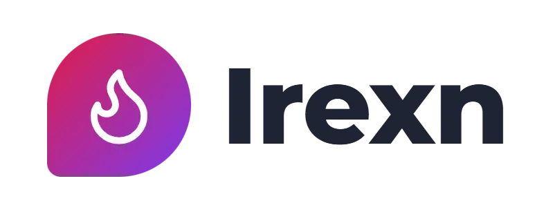 Irexn logo concept: a flame icon beside the Irexn wordmark
