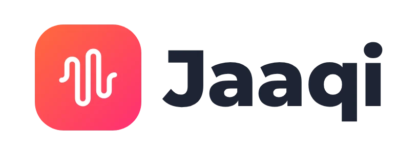 Jaaqi logo concept: a sound-wave icon for "shake" beside the Jaaqi wordmark