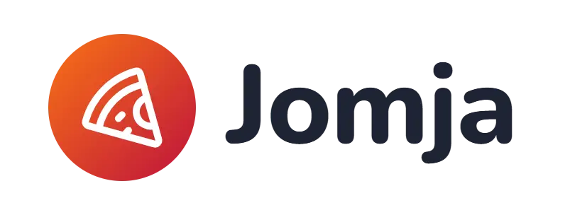 Jomja logo concept: a pizza icon beside the Jomja wordmark