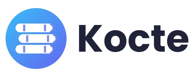 Kocte logo concept: a stack of folded blankets beside the Kocte wordmark