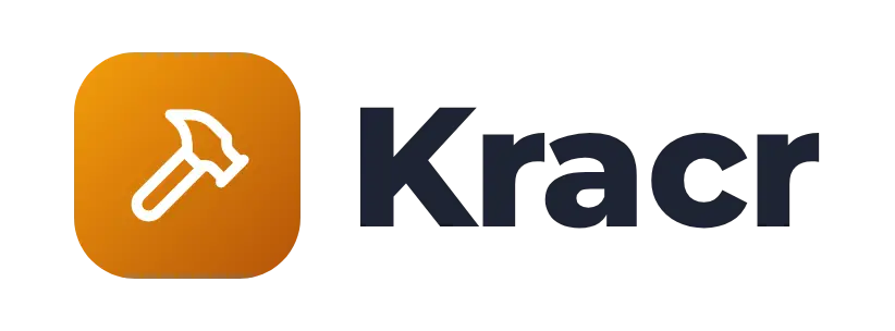 Kracr logo concept: a hammer icon beside the Kracr wordmark