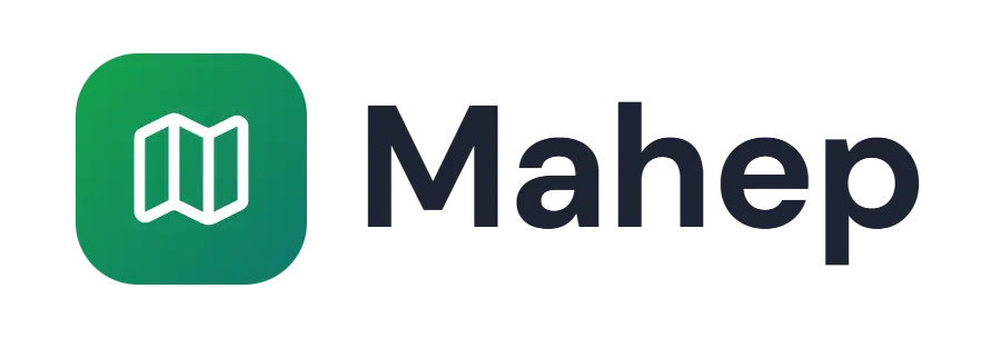 Mahep logo concept: a map icon beside the Mahep wordmark