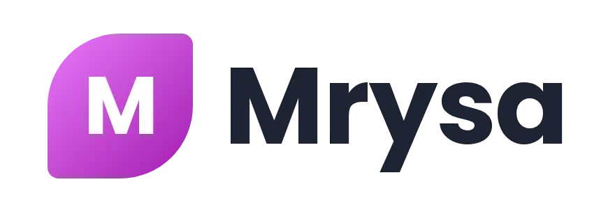 Mrysa logo concept: a letter “M” mark beside the Mrysa wordmark