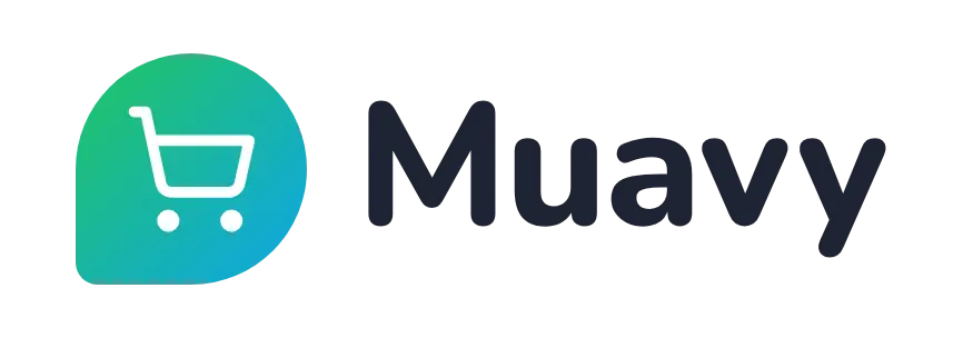 Muavy logo concept: a shopping-cart icon beside the Muavy wordmark