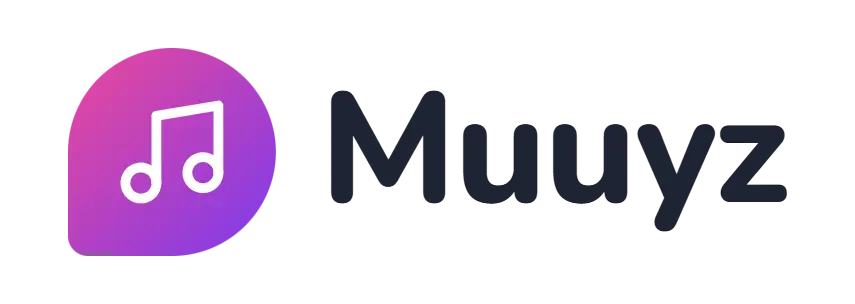Muuyz logo concept: a music-note icon beside the Muuyz wordmark