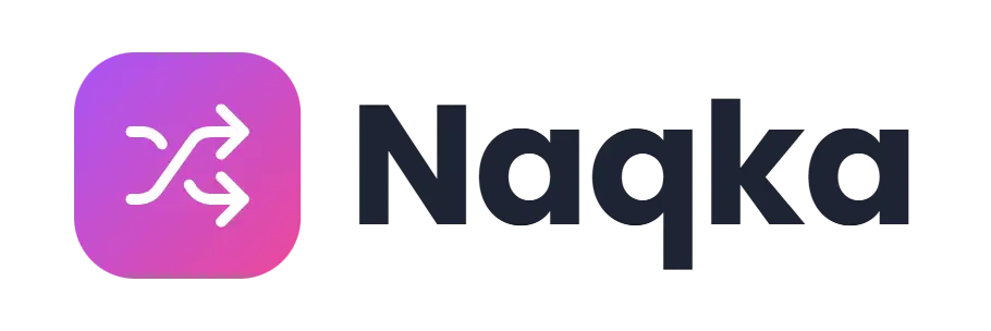 Naqka logo concept: a shuffle icon beside the Naqka wordmark