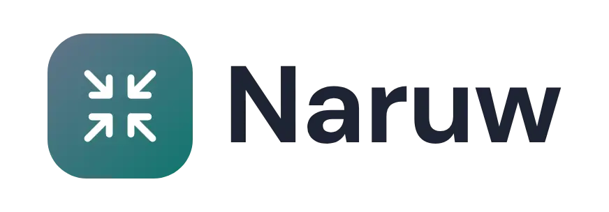 Naruw logo concept: a narrowing-arrows icon beside the Naruw wordmark
