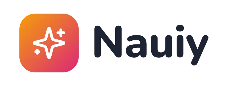 Nauiy logo concept: a sparkle icon beside the Nauiy wordmark