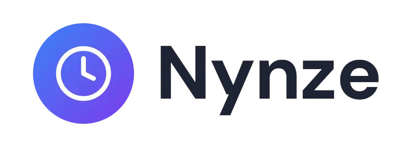 Nynze logo concept: a clock icon beside the Nynze wordmark