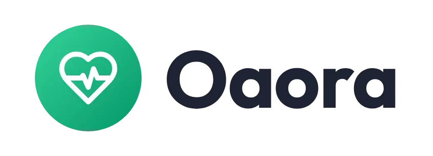 Oaora logo concept: a heartbeat icon beside the Oaora wordmark