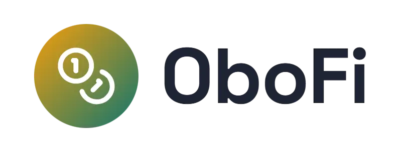 OboFi logo concept: a stack-of-coins icon beside the OboFi wordmark