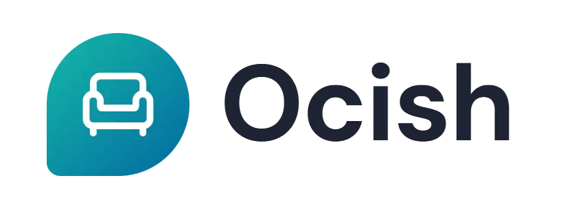 Ocish logo concept: an armchair icon beside the Ocish wordmark