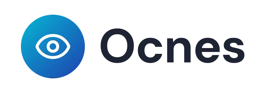 Ocnes logo concept: an eye icon beside the Ocnes wordmark