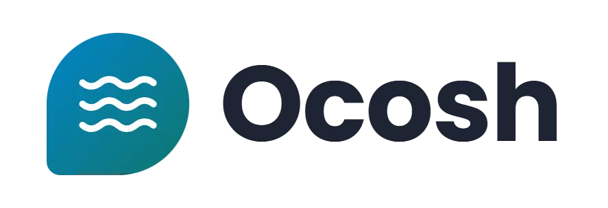 Ocosh logo concept: a waves icon beside the Ocosh wordmark