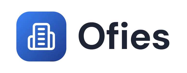 Ofies logo concept: an office-building icon beside the Ofies wordmark