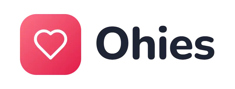 Ohies logo concept: a heart icon beside the Ohies wordmark
