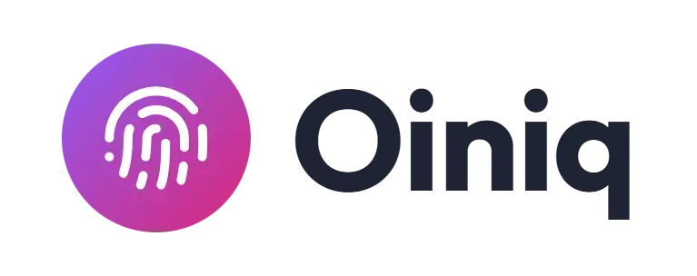 Oiniq logo concept: a fingerprint icon beside the Oiniq wordmark