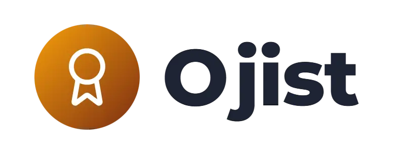 Ojist logo concept: an award icon beside the Ojist wordmark