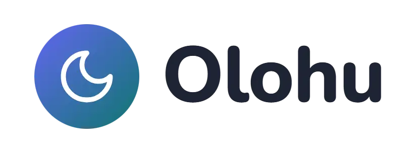 Olohu logo concept: a moon icon beside the Olohu wordmark