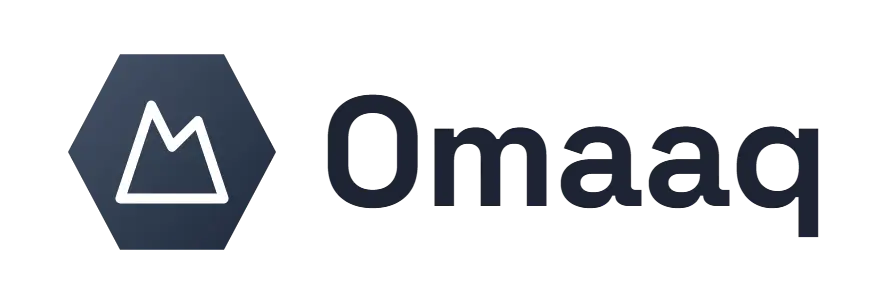 Omaaq logo concept: a mountain icon beside the Omaaq wordmark