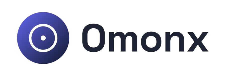 Omonx logo concept: a dot-in-circle icon beside the Omonx wordmark