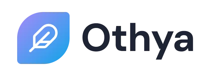 Othya logo concept: a feather icon beside the Othya wordmark
