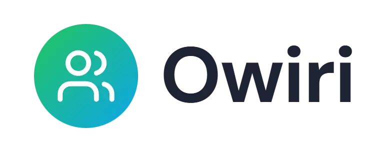 Owiri logo concept: a people icon beside the Owiri wordmark