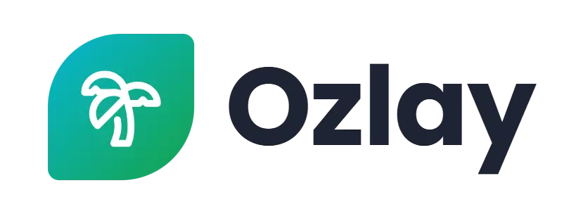 Ozlay logo concept: a palm-tree icon beside the Ozlay wordmark