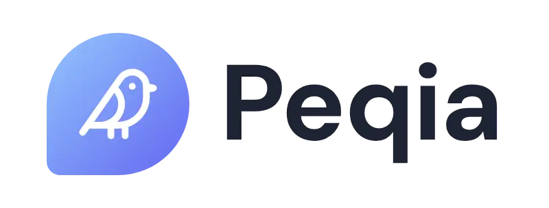 Peqia logo concept: a bird icon beside the Peqia wordmark
