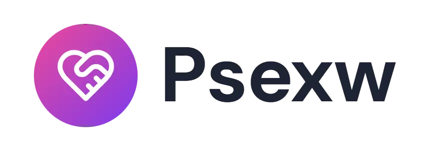 Psexw logo concept: a heart-handshake icon beside the Psexw wordmark